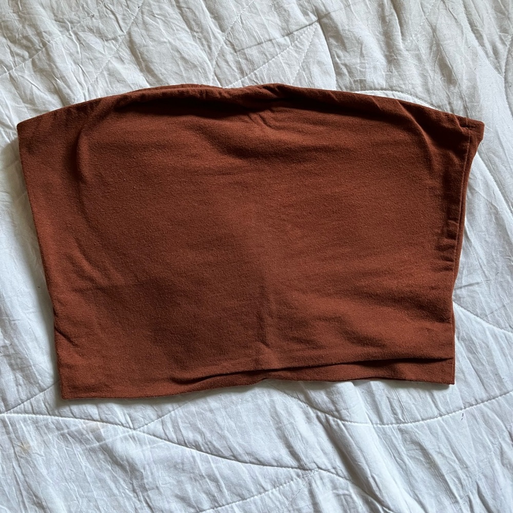 Brown cropped tube top
